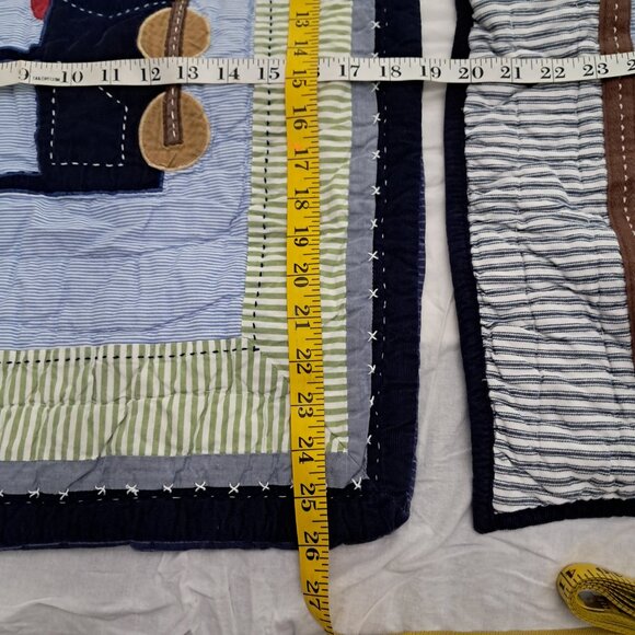 Pottery Barn Kids Train Engine Quilted Patchwork Pillow  Sham Standard (2) - Picture 4 of 10